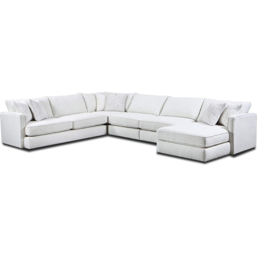 Finley Sectional Sofa with Right Facing Chaise in Glacier Off White Chenille